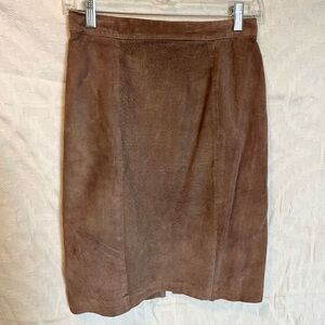 A.D.A. Vintage Brown Genuine Suede Pencil Skirt, Size 10